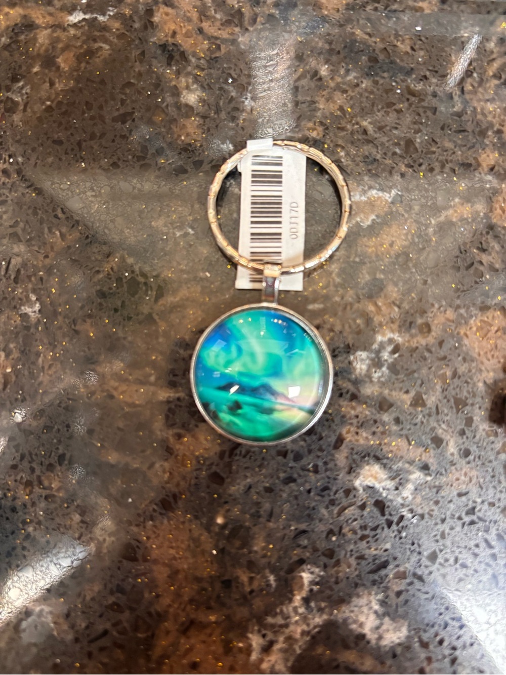 New Round silver northern lights Keychain